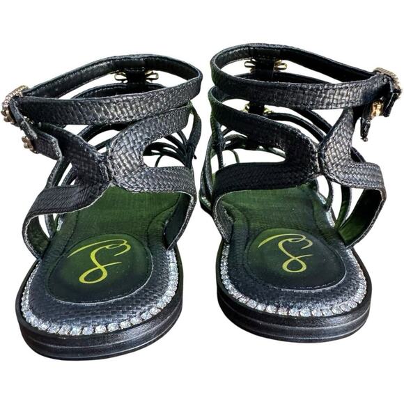 NWT Sam Edelman Tianna Floral Accent Gladiator Sandals Black Woven Women's 8.5 - Picture 10 of 16